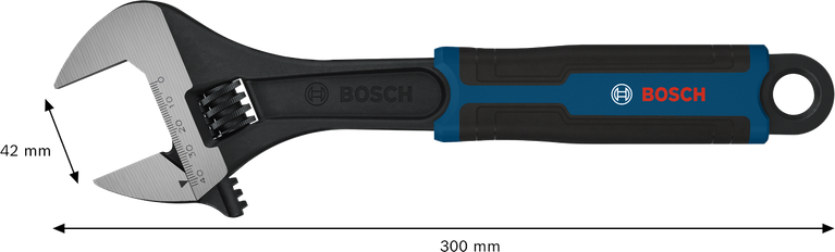 Cờ lê điều chỉnh Bosch 300 mm với độ mở hàm 42 mm.